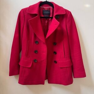 Banana Republic Double Breasted Pea Coat Holiday Red Small